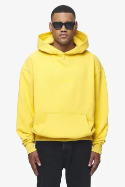 Pegador Hoodies|Colne Logo Oversized Hoodie Vintage Washed Solar Yellow Gum