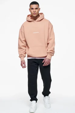 Pegador Hoodies|Colne Logo Oversized Hoodie Vintage Washed Tuscan Rose