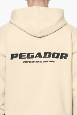 Pegador Hoodies|Colne Logo Oversized Hoodie Vintage Washed Kingdom Beige Gum