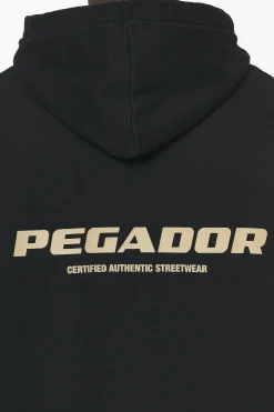 Pegador Hoodies|Colne Logo Oversized Hoodie Vintage Washed Onyx Black Gum