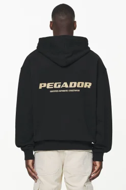 Pegador Hoodies|Colne Logo Oversized Hoodie Vintage Washed Onyx Black Gum