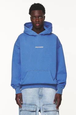 Pegador Hoodies|Colne Logo Oversized Hoodie Washed Retro Blue
