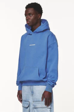 Pegador Hoodies|Colne Logo Oversized Hoodie Washed Retro Blue