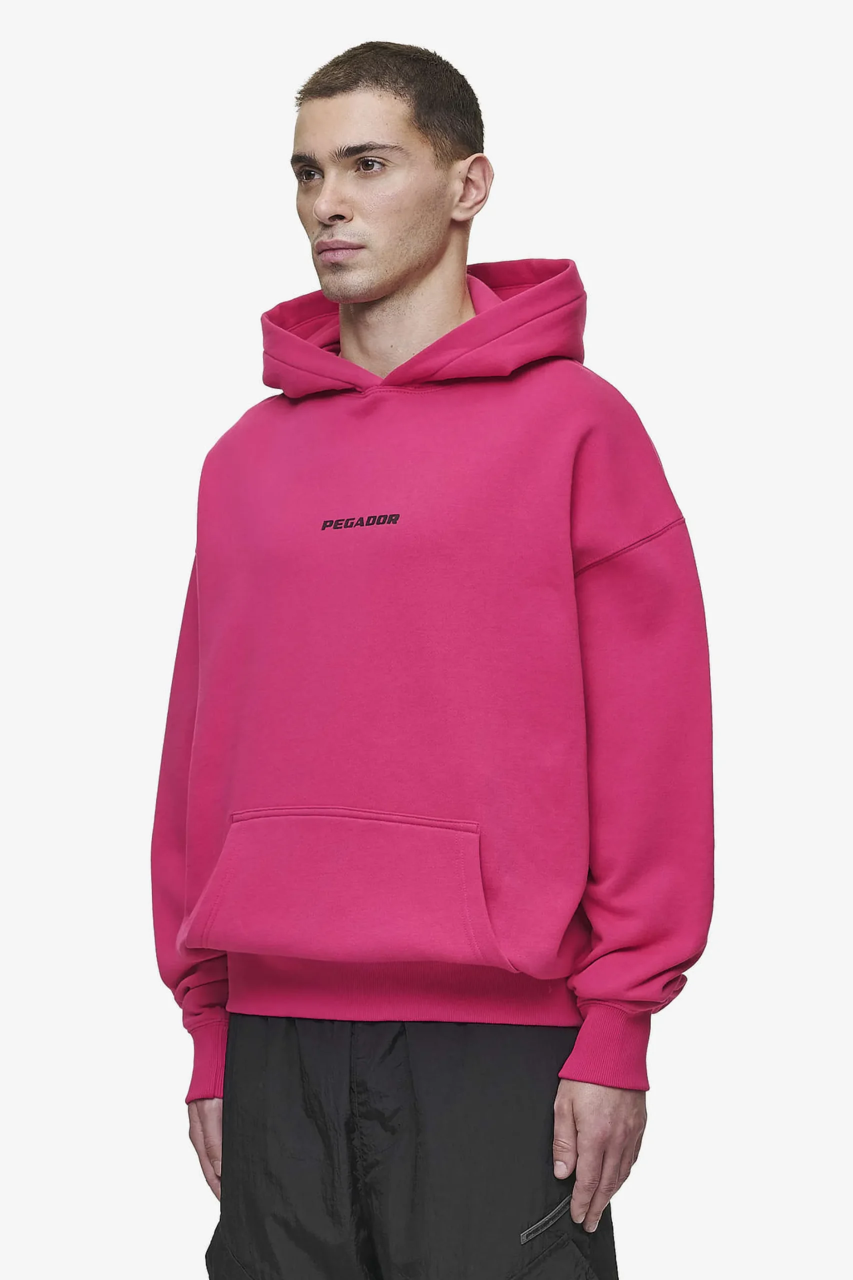 Pegador Hoodies|Colne Logo Oversized Hoodie Washed Virtual Pink Black