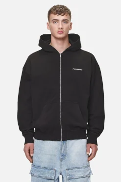 Pegador Hoodies|Zip Hoodies|Colne Logo Oversized Sweat Jacket Washed Black