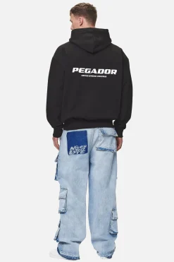 Pegador Hoodies|Zip Hoodies|Colne Logo Oversized Sweat Jacket Washed Black