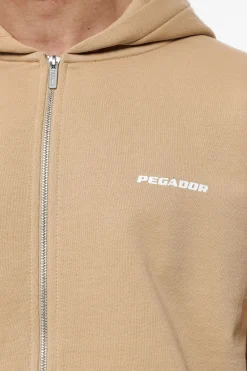 Pegador Hoodies|Zip Hoodies|Colne Logo Oversized Sweat Jacket Vintage Washed Espresso