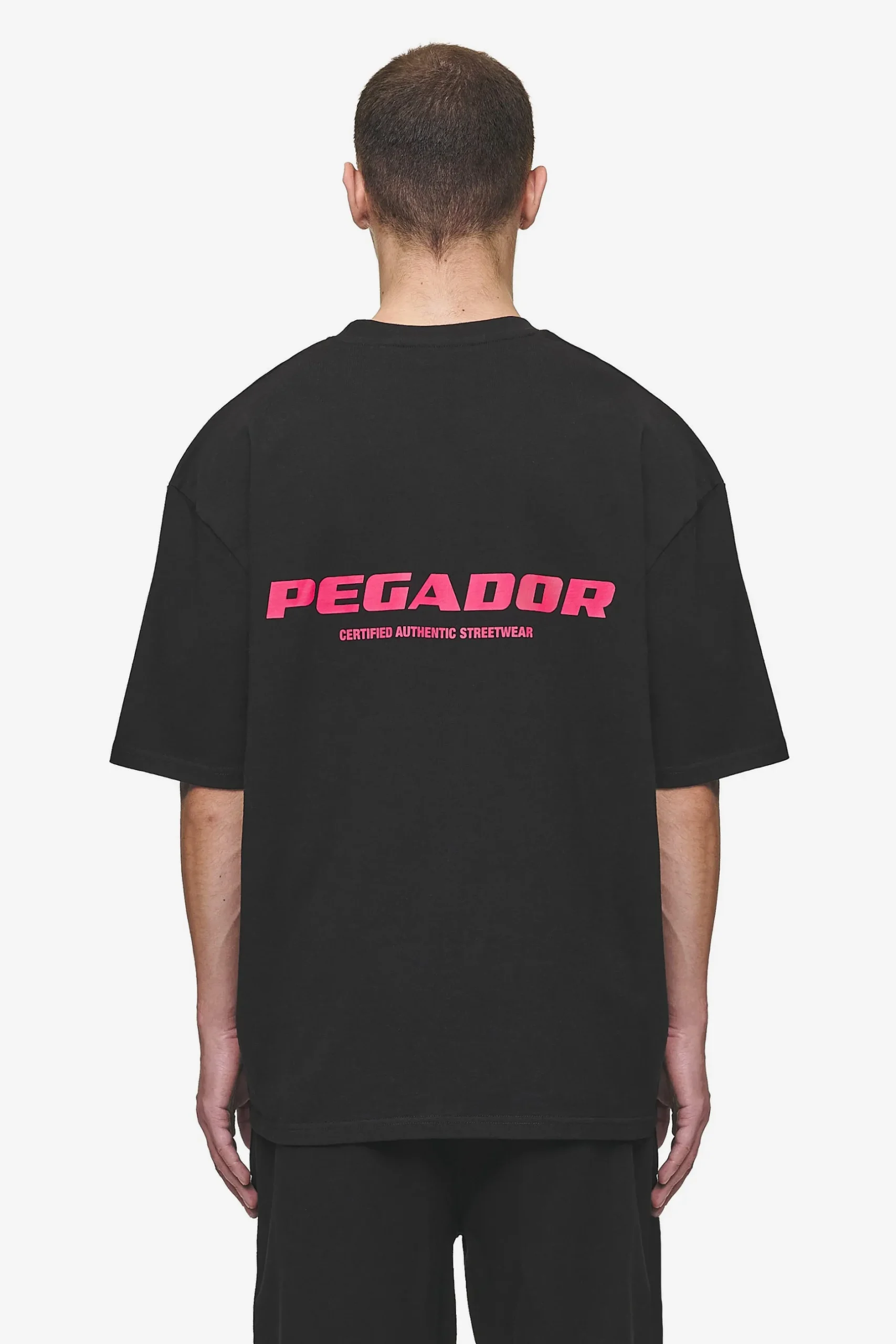 Pegador Tees|Colne Logo Oversized Tee Washed Black Virtual Pink