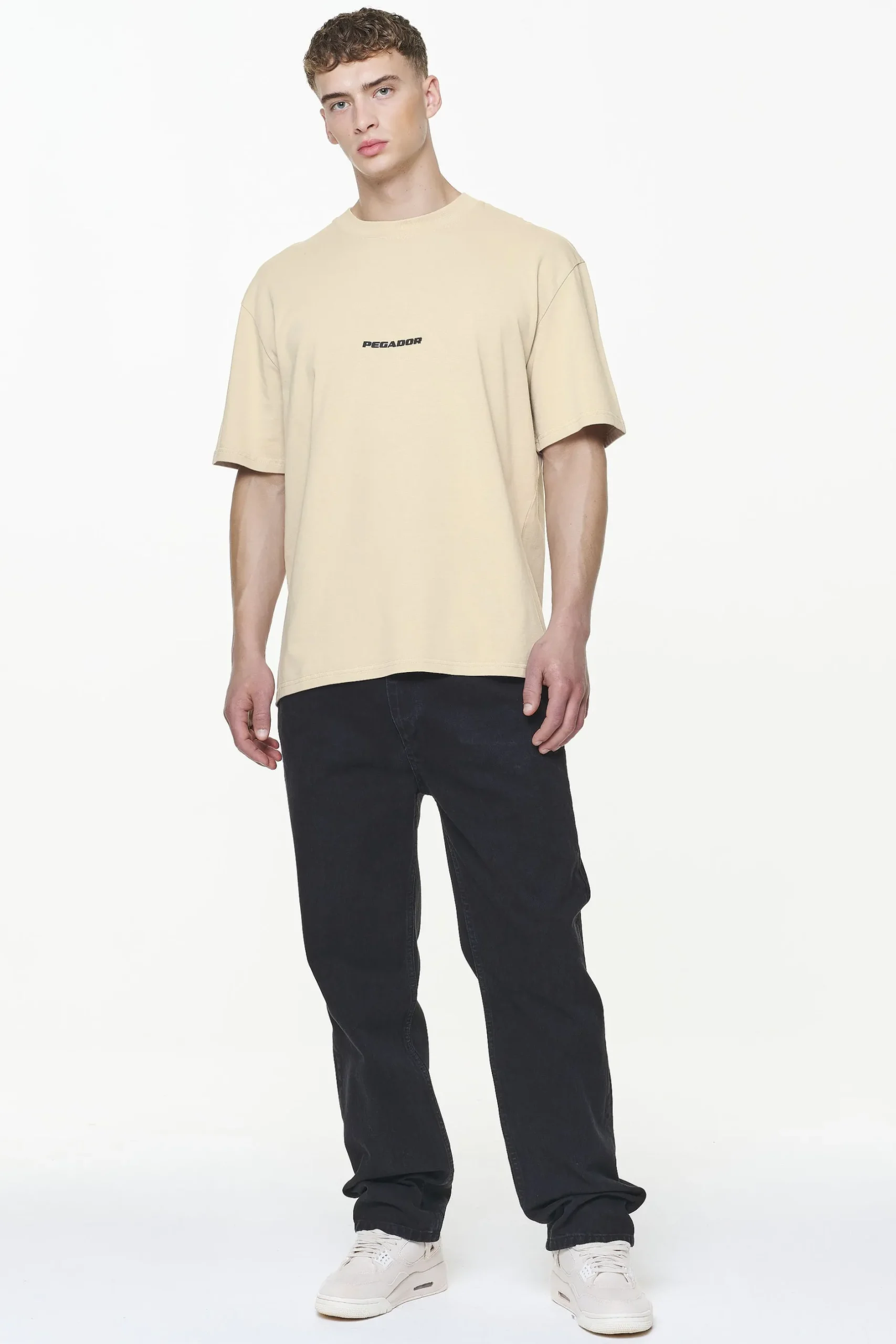 Pegador Tees|Colne Logo Oversized Tee Vintage Washed Kingdom Beige Gum