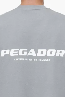 Pegador Tees|Colne Logo Oversized Tee Heavy Washed Cool Grey