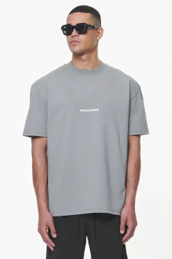 Pegador Tees|Colne Logo Oversized Tee Heavy Washed Cool Grey