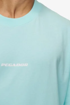 Pegador Tees|Colne Logo Oversized Tee White Washed sky blue