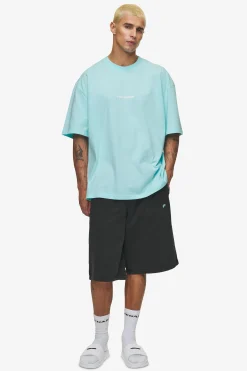 Pegador Tees|Colne Logo Oversized Tee White Washed sky blue