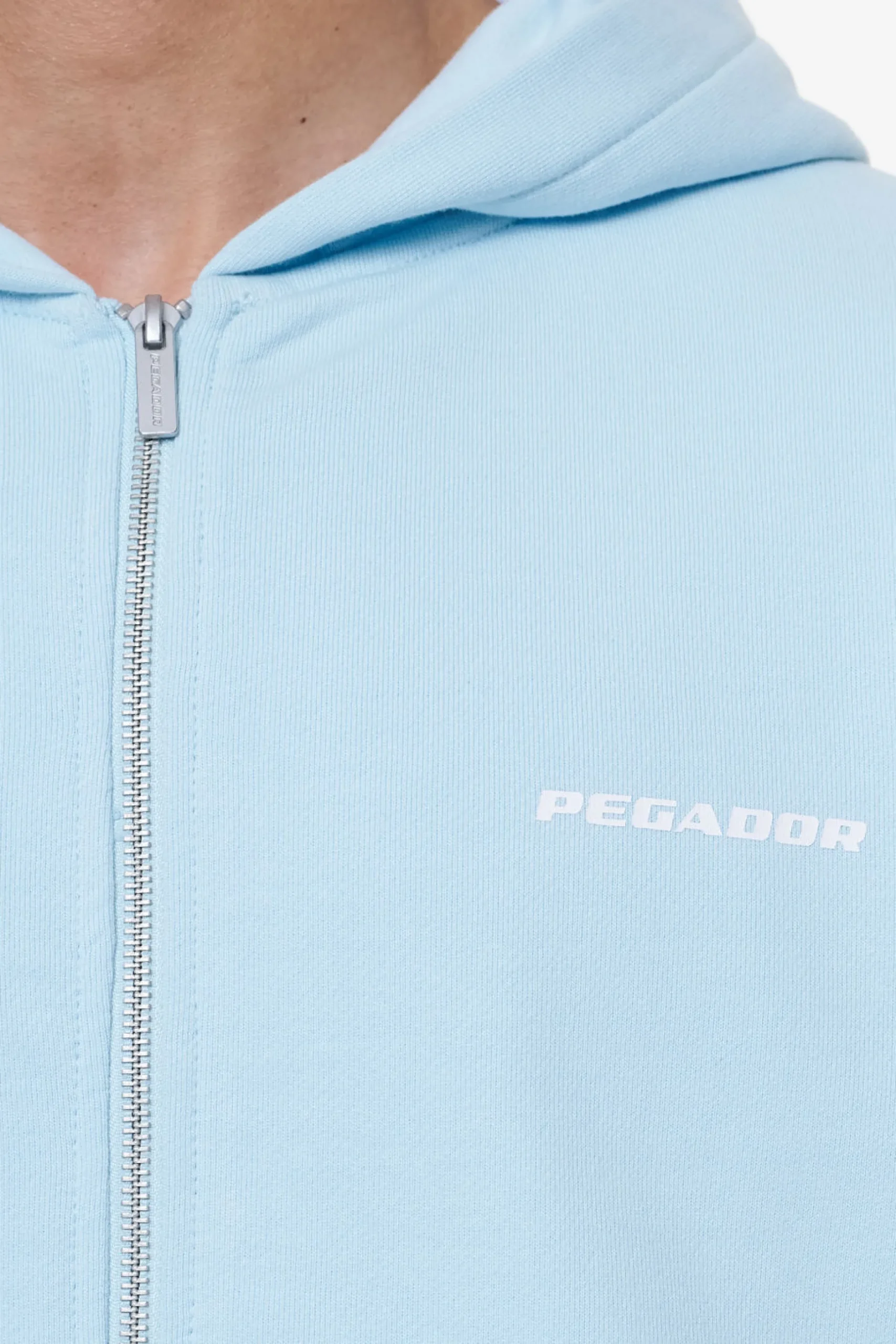 Pegador Hoodies|Zip Hoodies|Colne Terry Logo Oversized Sweat Jacket Vintage Aqua