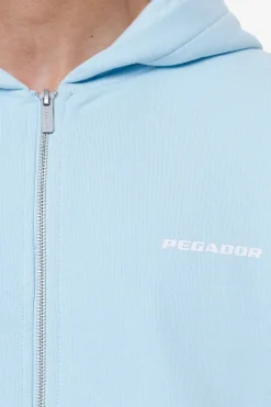 Pegador Hoodies|Zip Hoodies|Colne Terry Logo Oversized Sweat Jacket Vintage Aqua