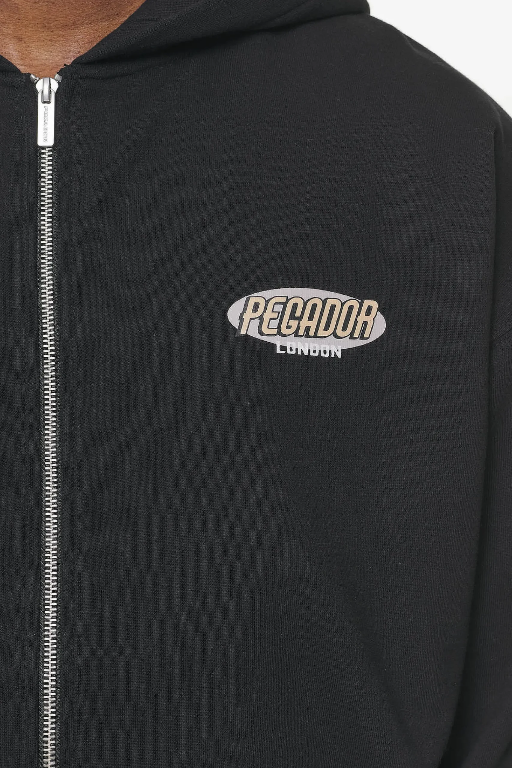 Pegador Hoodies|Zip Hoodies|County Oversized Sweat Jacket Vintage Washed Onyx Black