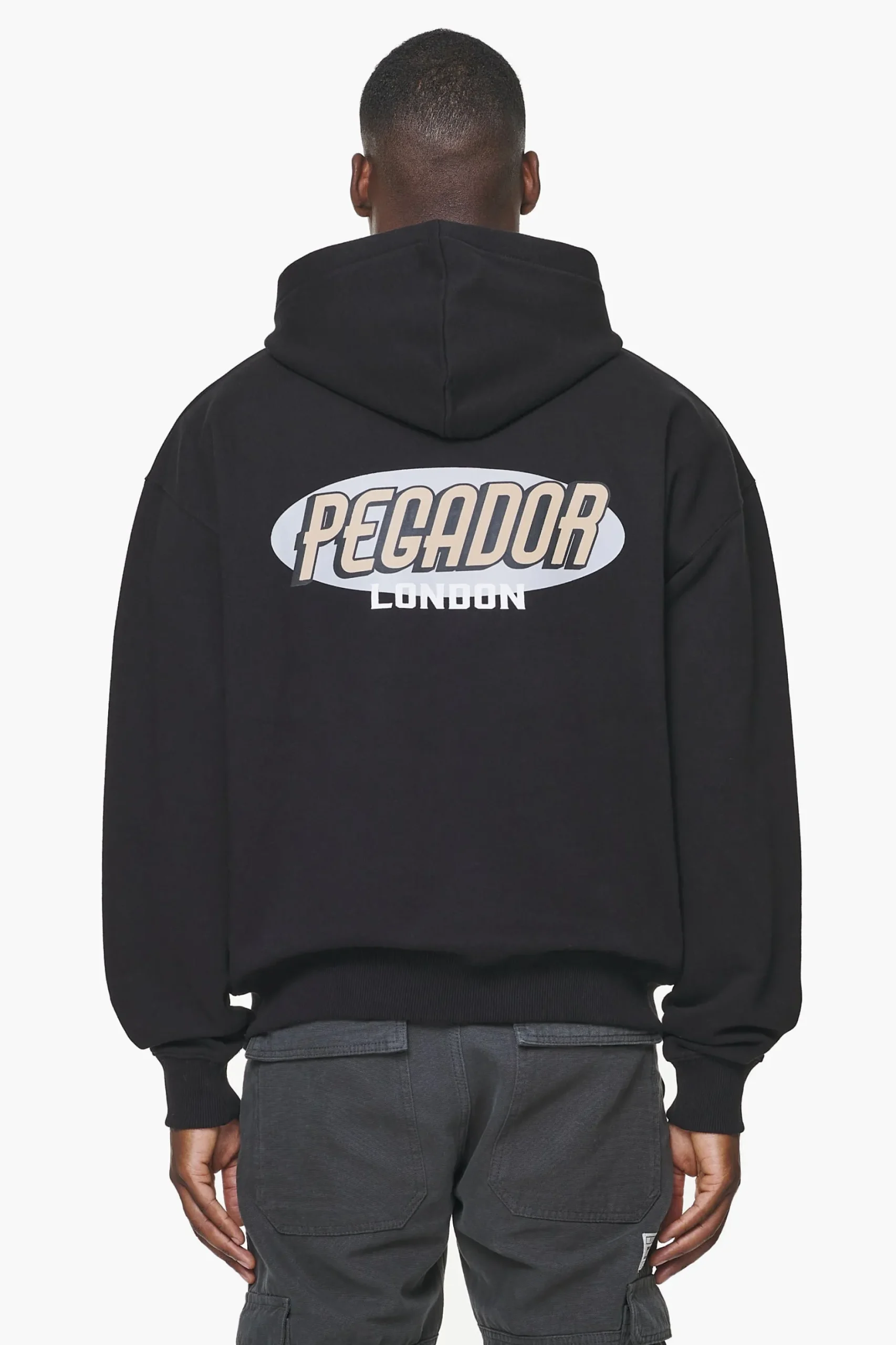 Pegador Hoodies|Zip Hoodies|County Oversized Sweat Jacket Vintage Washed Onyx Black