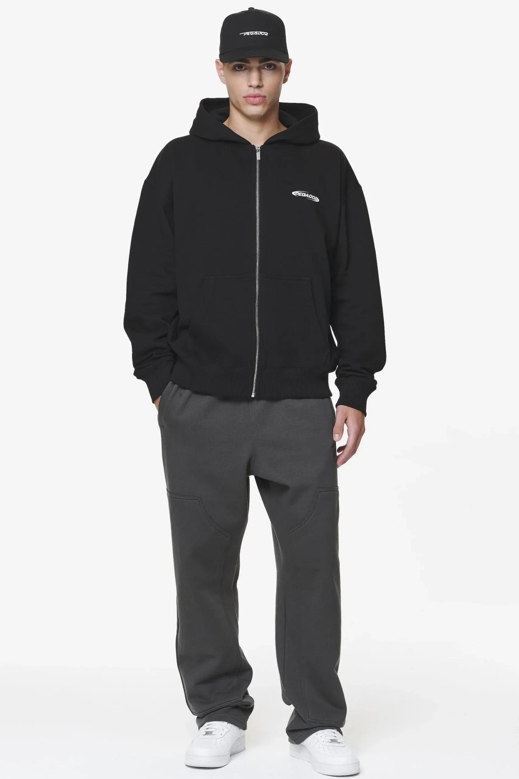 Pegador Hoodies|Zip Hoodies|Crail Oversized Sweat Jacket Black