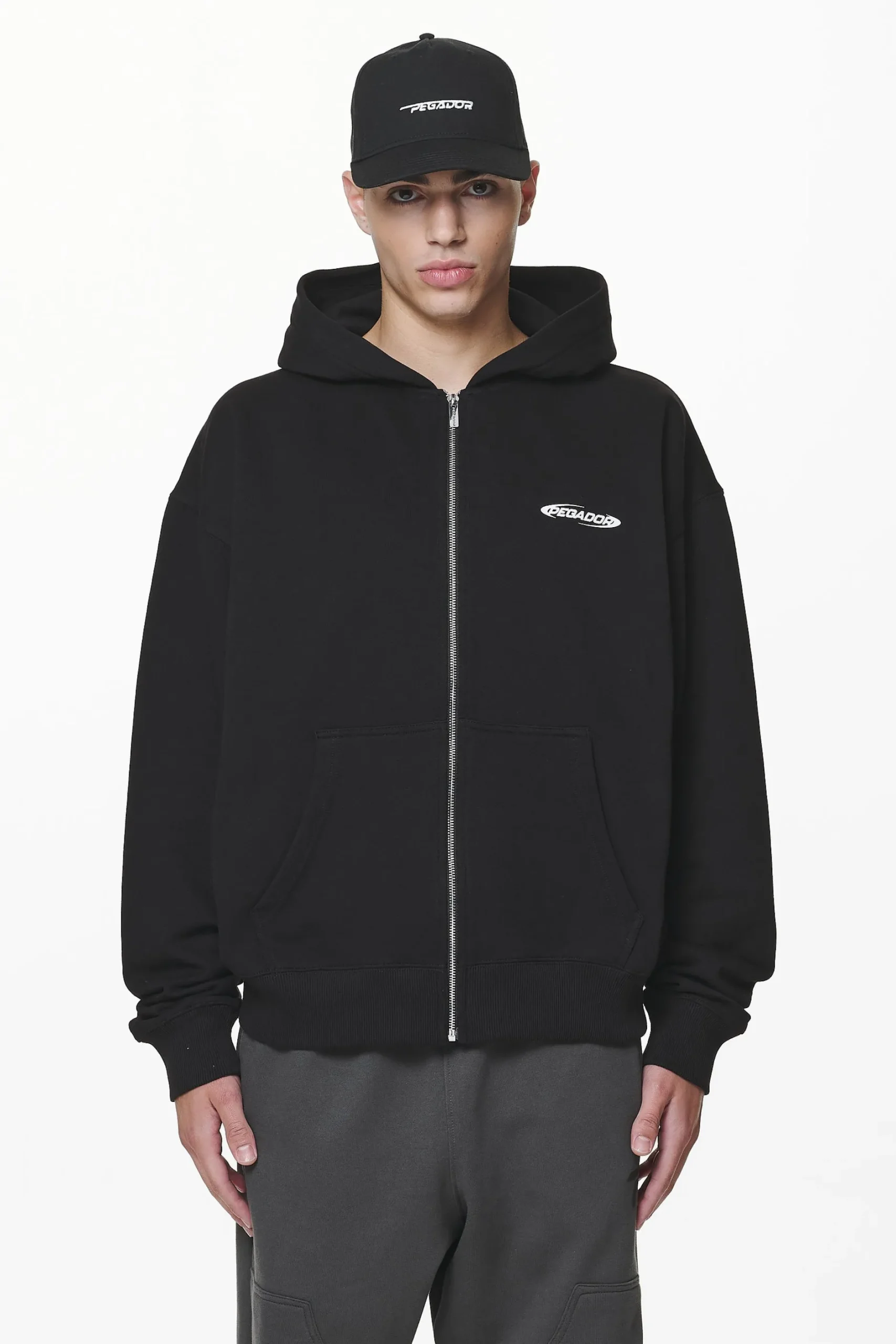 Pegador Hoodies|Zip Hoodies|Crail Oversized Sweat Jacket Black