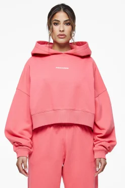 Pegador Hoodies|Culla Logo Oversized Cropped Hoodie Vintage Washed Strawberry