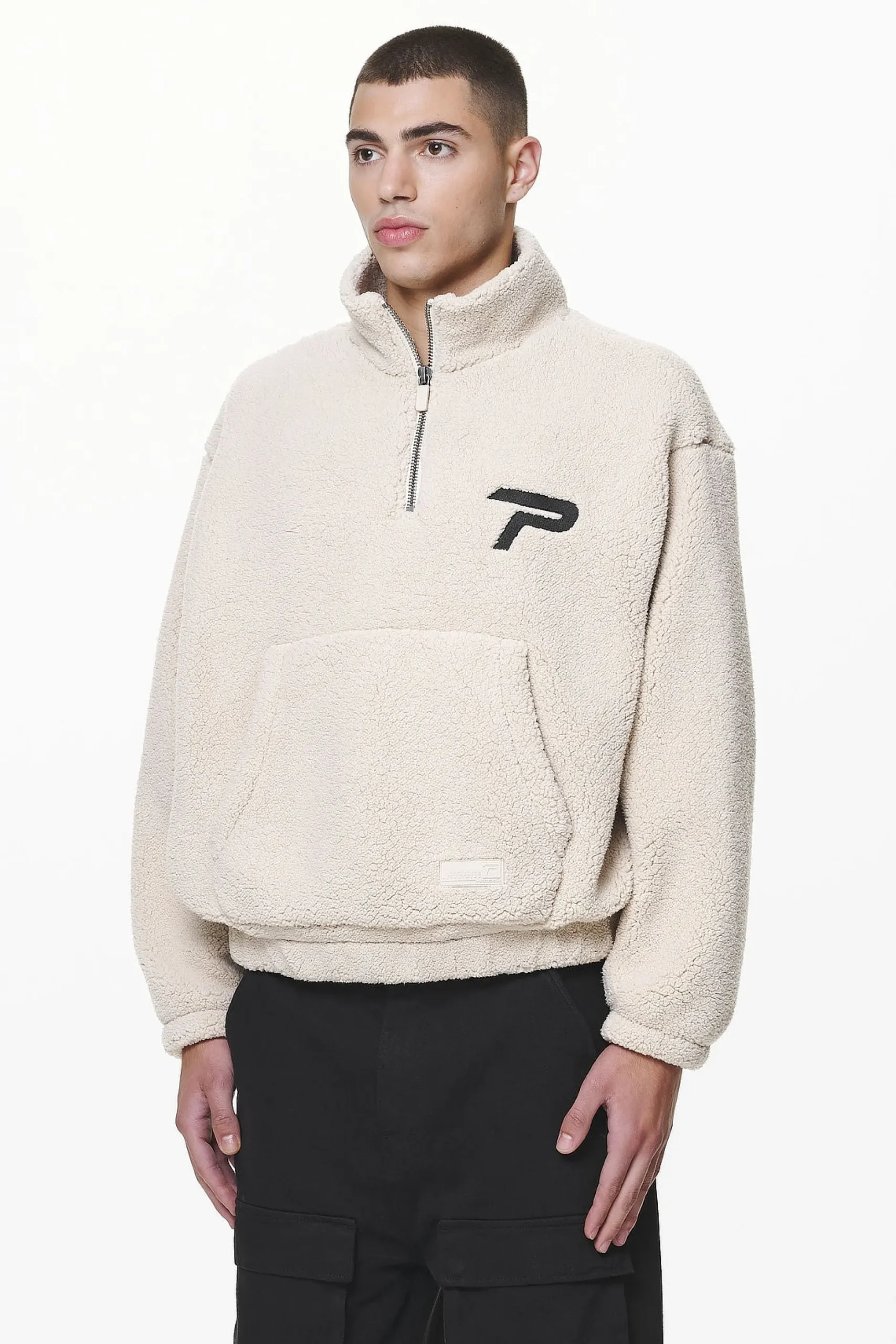 Pegador Sweaters|Defoe Teddy Halfzip Sweater Dust Cream