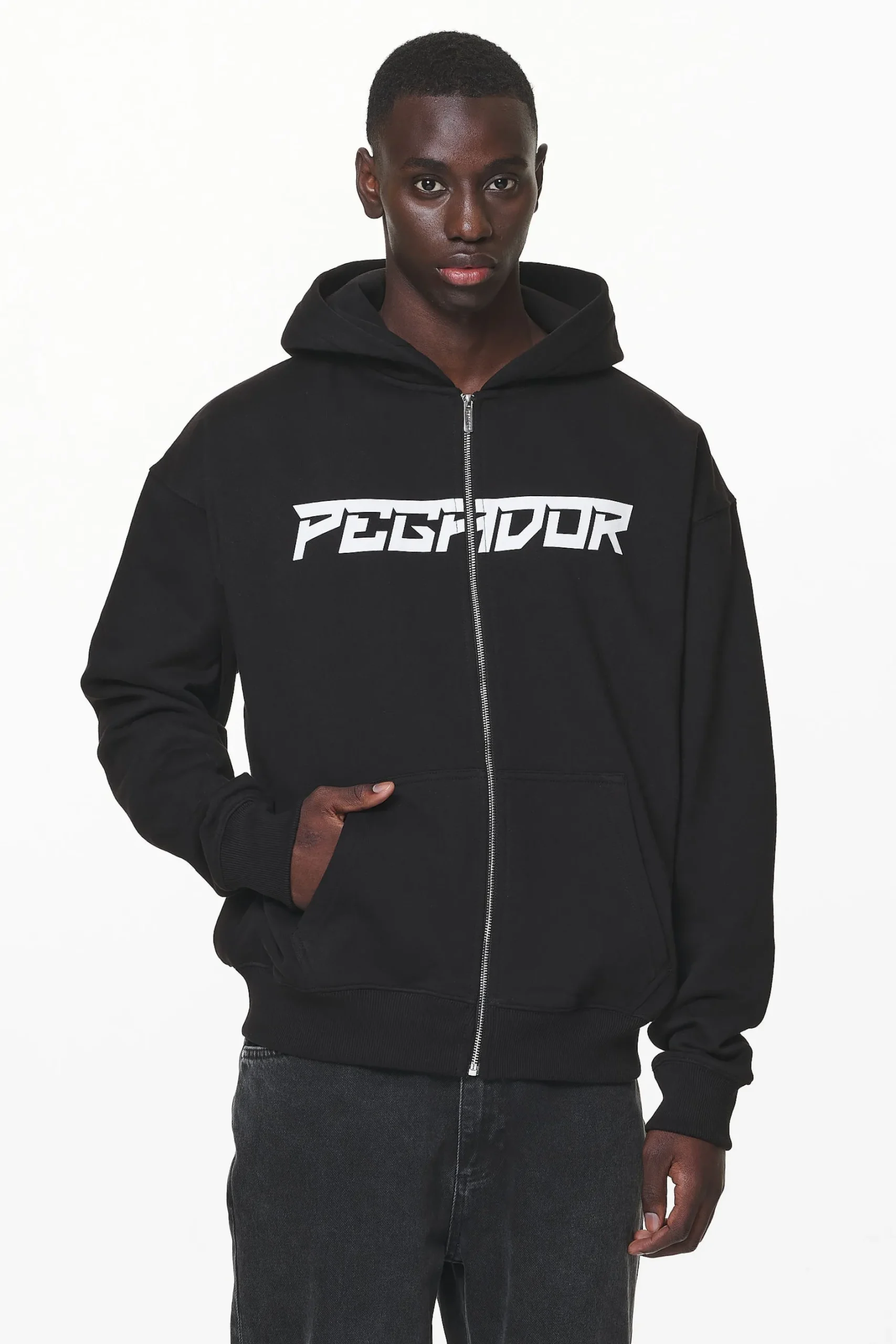 Pegador Hoodies|Zip Hoodies|Donora Oversized Sweat Jacket Black
