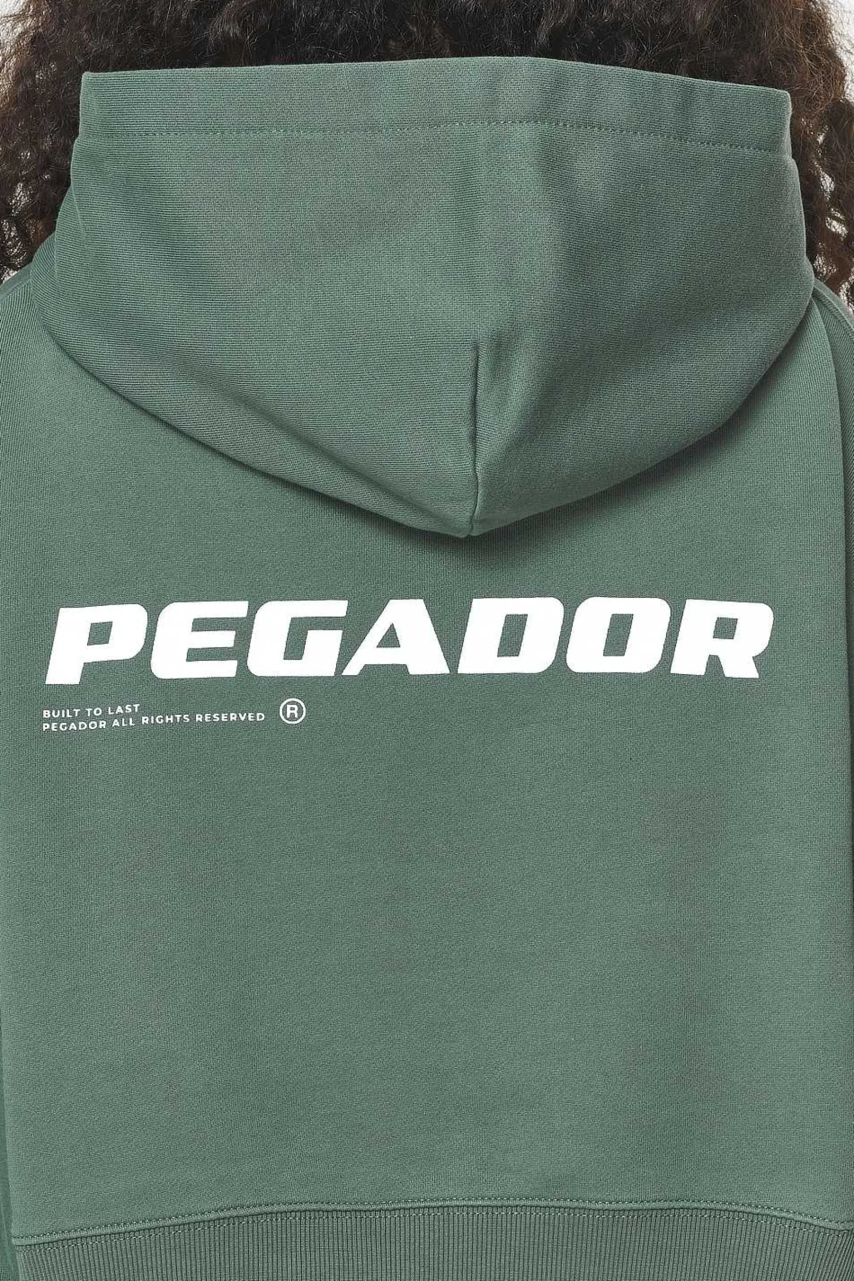 Pegador Hoodies|Dorothy Cropped Oversized Hoodie Vintage Washed Garden Green