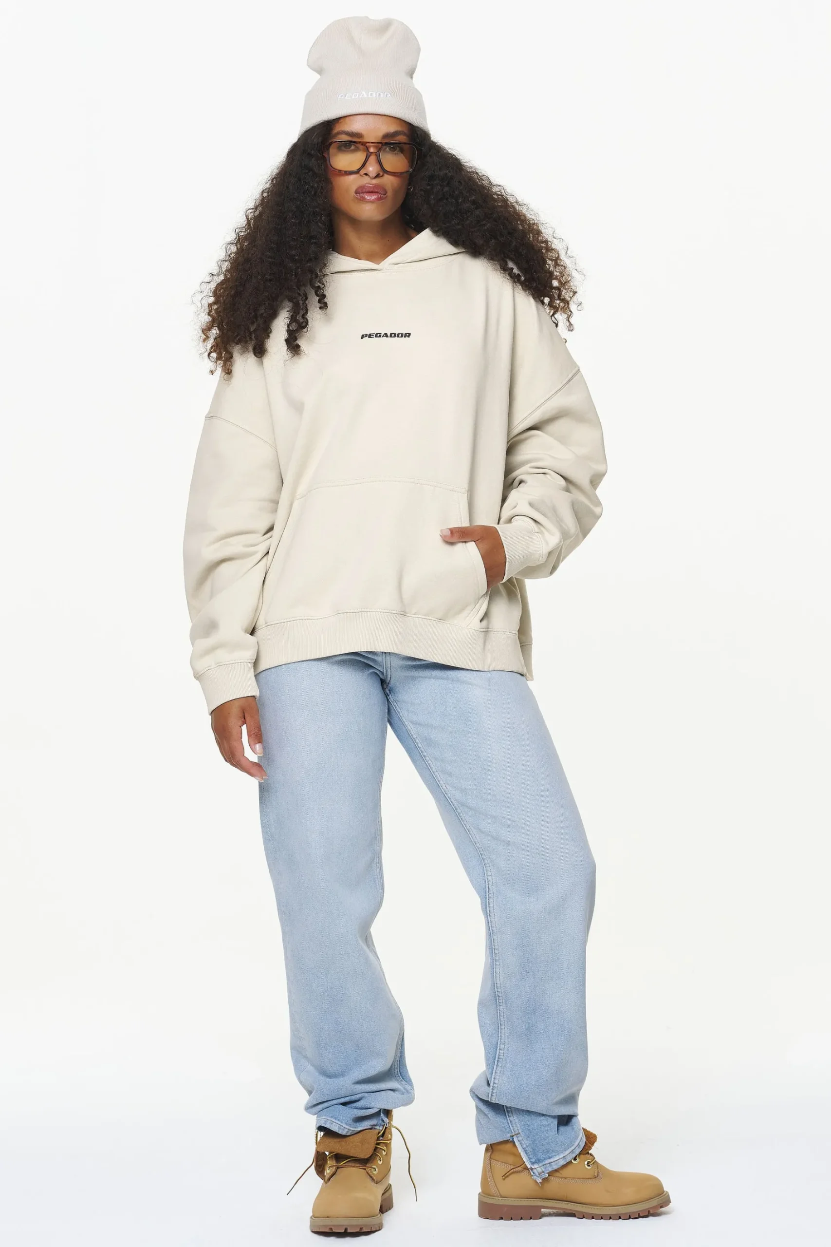 Pegador Hoodies|Dorothy Oversized Hoodie Vintage Washed Bone White