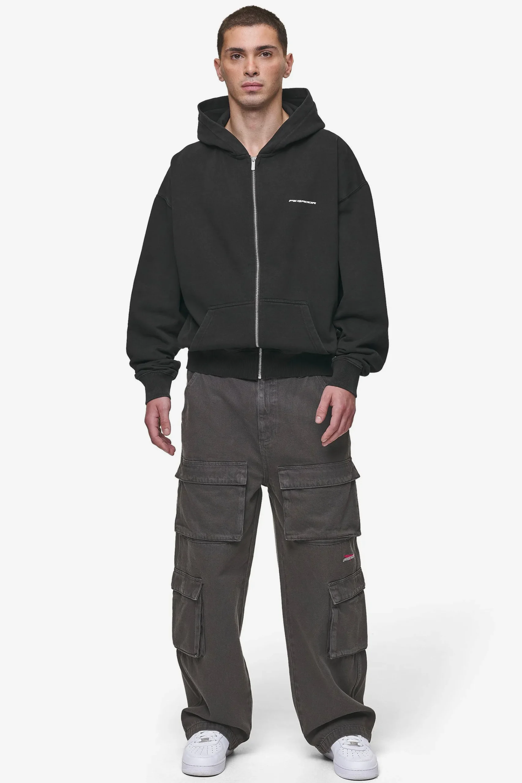 Pegador Hoodies|Zip Hoodies|Dubose Oversized Sweat Jacket Vintage Black