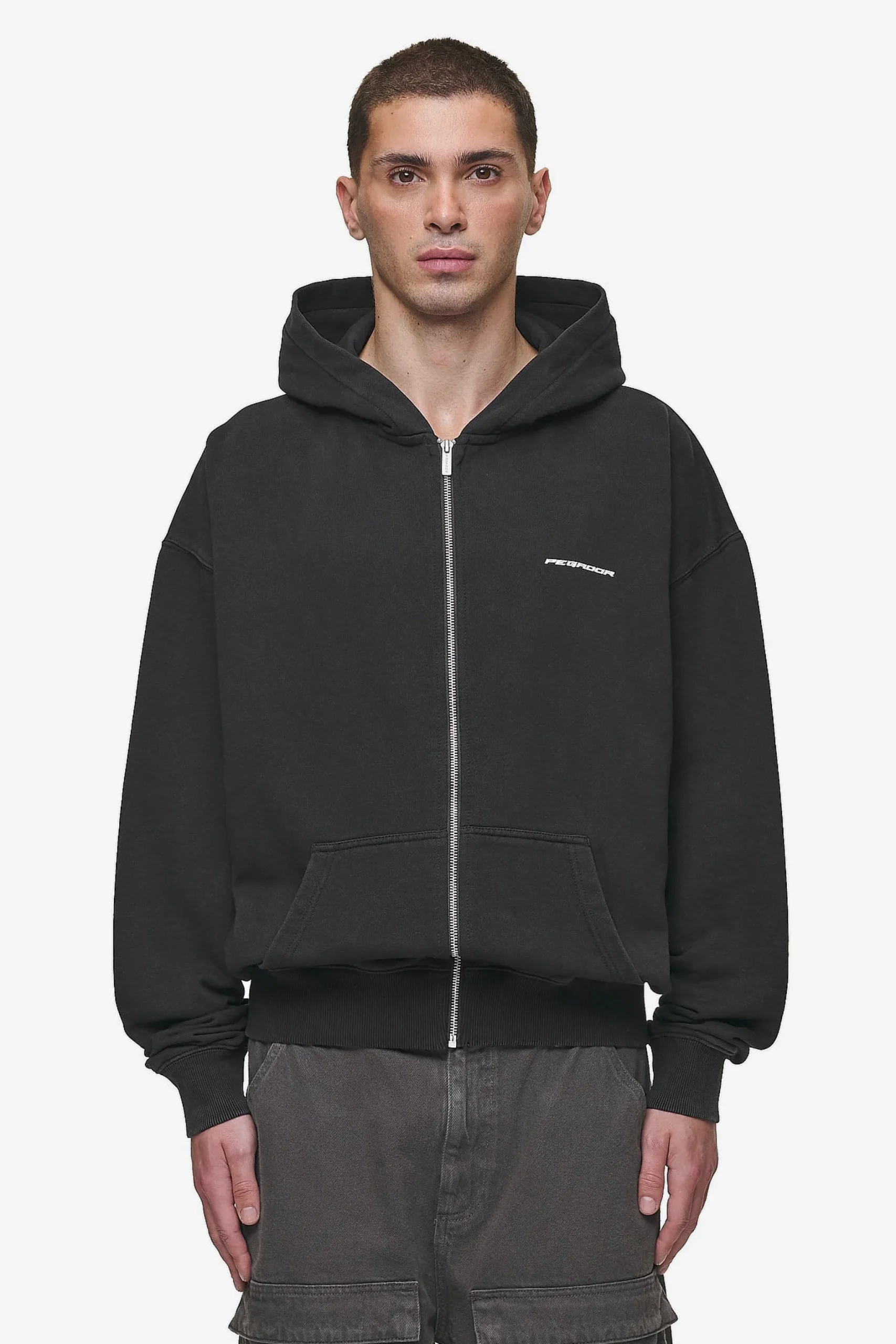 Pegador Hoodies|Zip Hoodies|Dubose Oversized Sweat Jacket Vintage Black