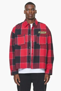 Pegador Flannels|Eastfield Flannel Shirt Washed Royal Red Onyx Black