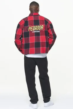 Pegador Flannels|Eastfield Flannel Shirt Washed Royal Red Onyx Black