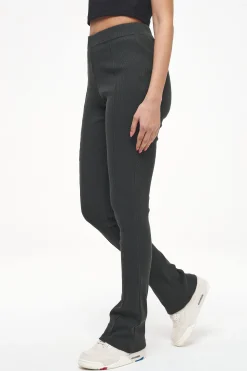 Pegador Leggings|Elida Rib Hip Strap Flared Leggings Vintage Washed Iron Grey
