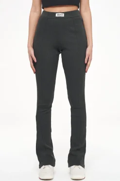Pegador Leggings|Elida Rib Hip Strap Flared Leggings Vintage Washed Iron Grey Patch