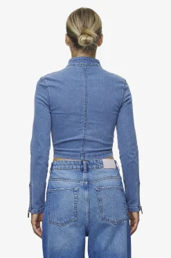 Pegador Tops|Elly Denim Biker Jacket Washed Blue