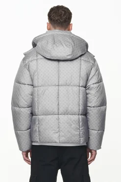 Pegador Jackets|Gallan Cropped Monogram Puffer Jacket Rock Grey