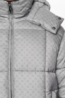 Pegador Jackets|Gallan Cropped Monogram Puffer Jacket Rock Grey
