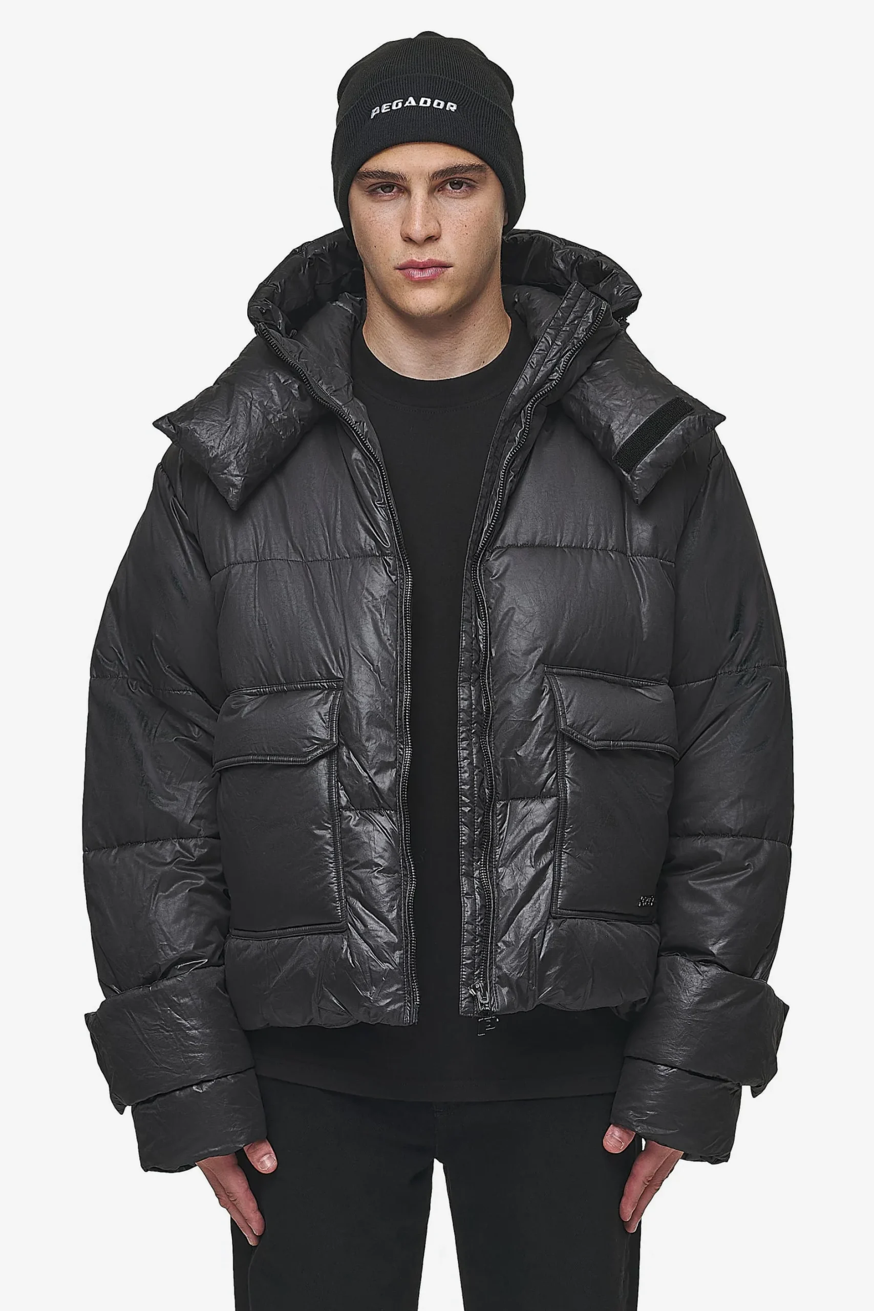 Pegador Jackets|Garrick Vintage Oversized Puffer Jacket Black