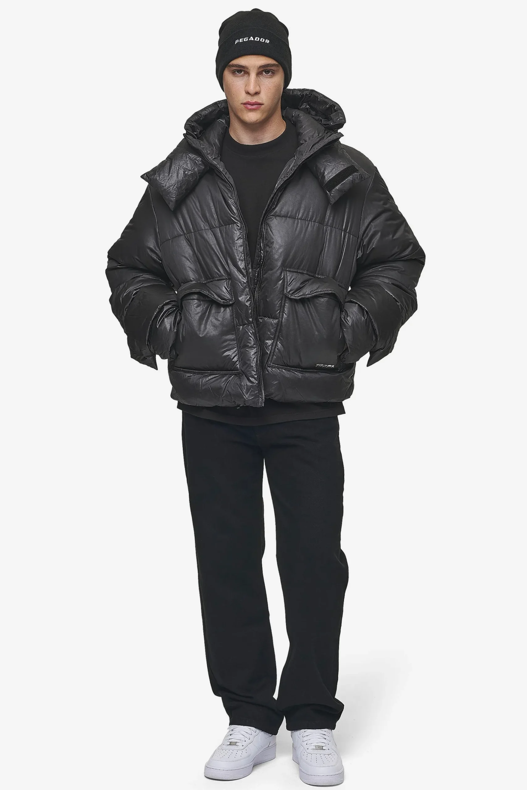 Pegador Jackets|Garrick Vintage Oversized Puffer Jacket Black
