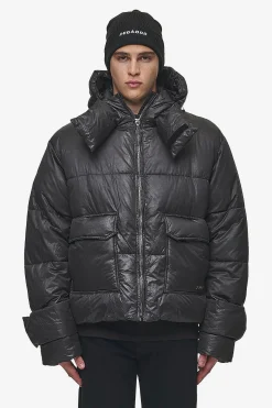 Pegador Jackets|Garrick Vintage Oversized Puffer Jacket Black