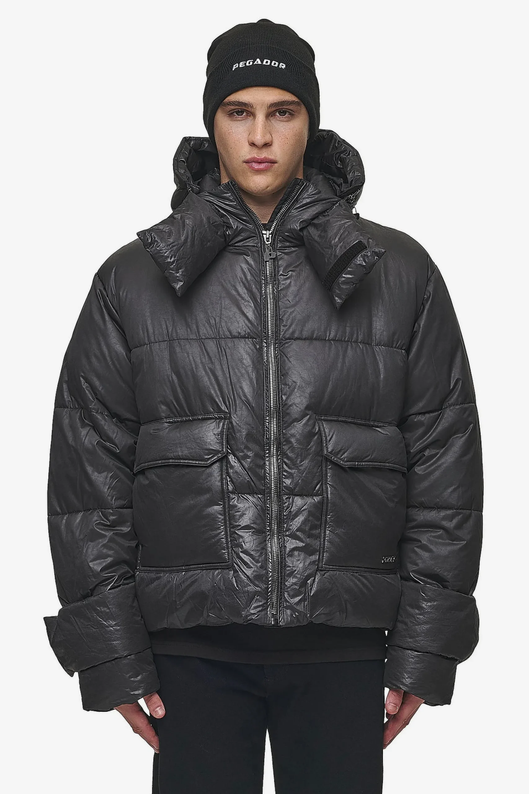 Pegador Jackets|Garrick Vintage Oversized Puffer Jacket Black