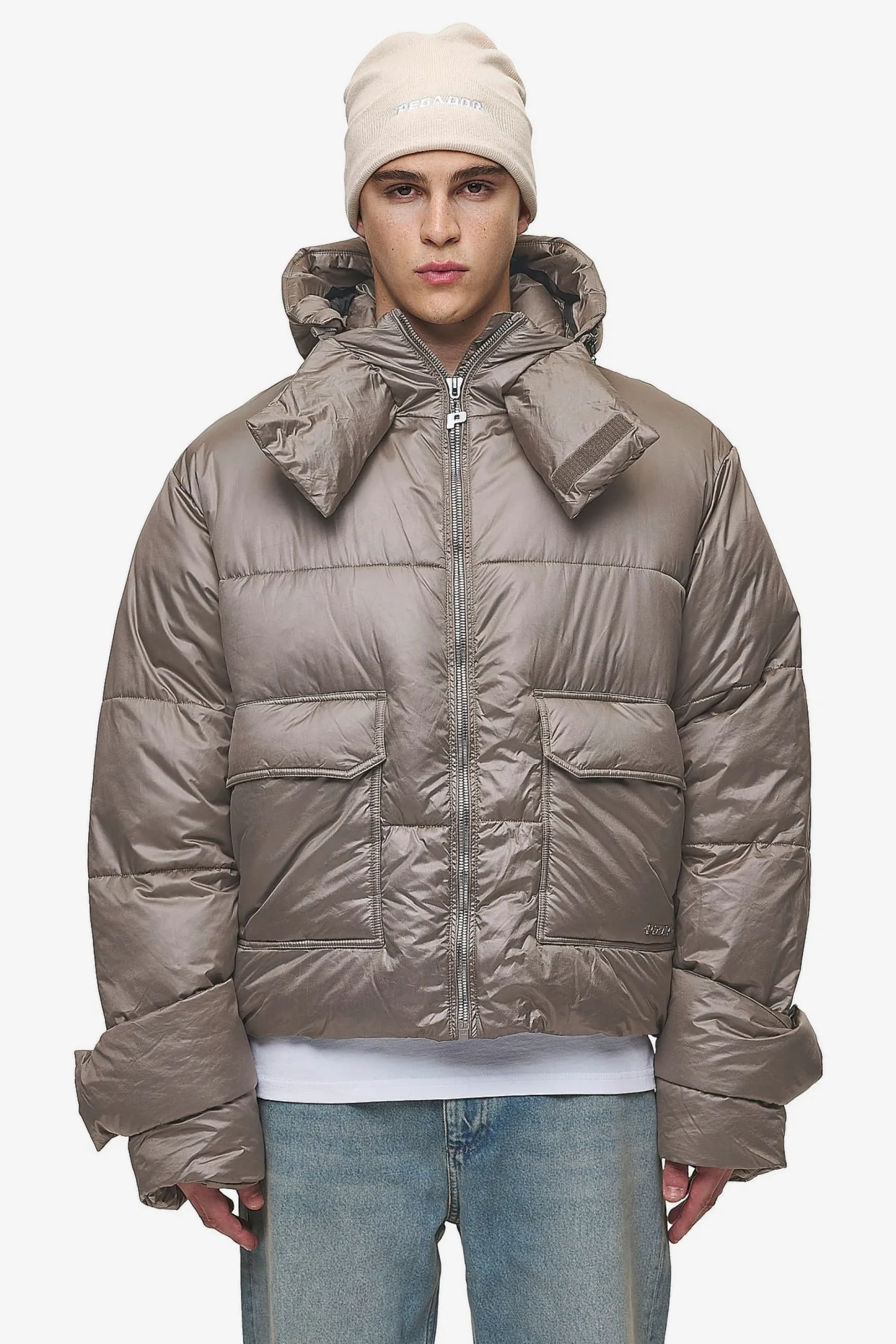 Pegador Jackets|Garrick Vintage Oversized Puffer Jacket Light Brown