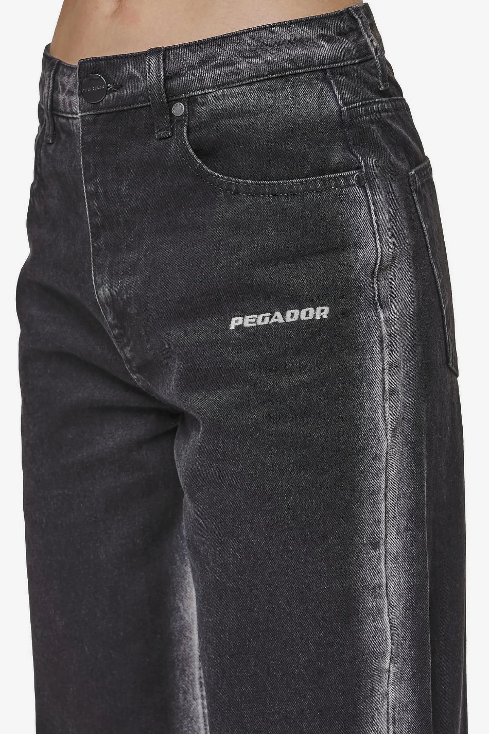 Pegador Jeans|Gina Sprayed Wide Leg Jeans Washed Black White