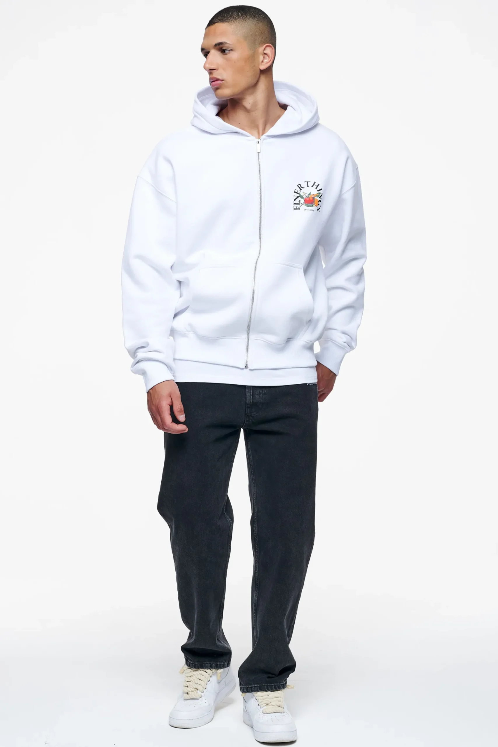 Pegador Hoodies|Zip Hoodies|Goldlight Oversized Sweat Jacket White
