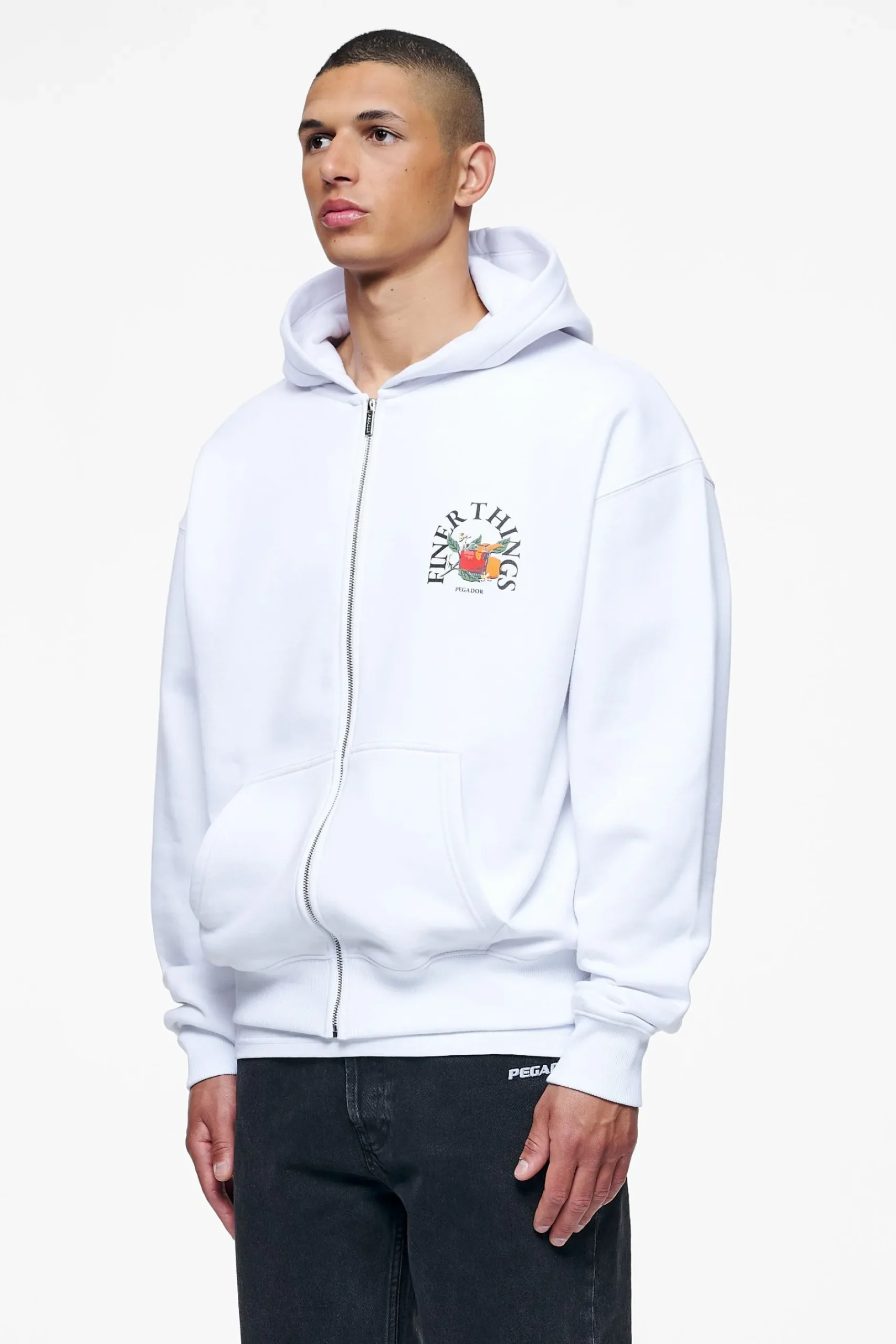 Pegador Hoodies|Zip Hoodies|Goldlight Oversized Sweat Jacket White