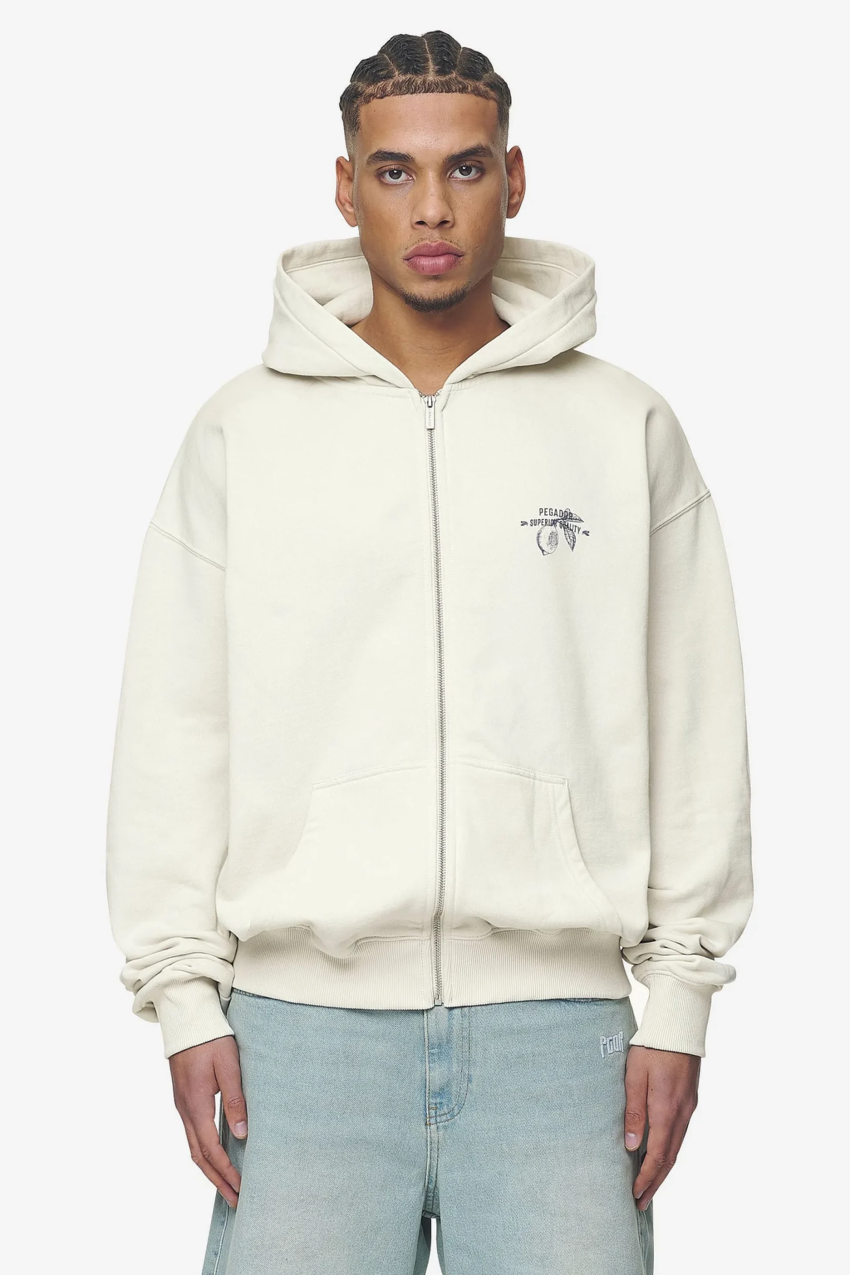 Pegador Hoodies|Zip Hoodies|Goret Oversized Sweat Jacket Washed Salty Cream