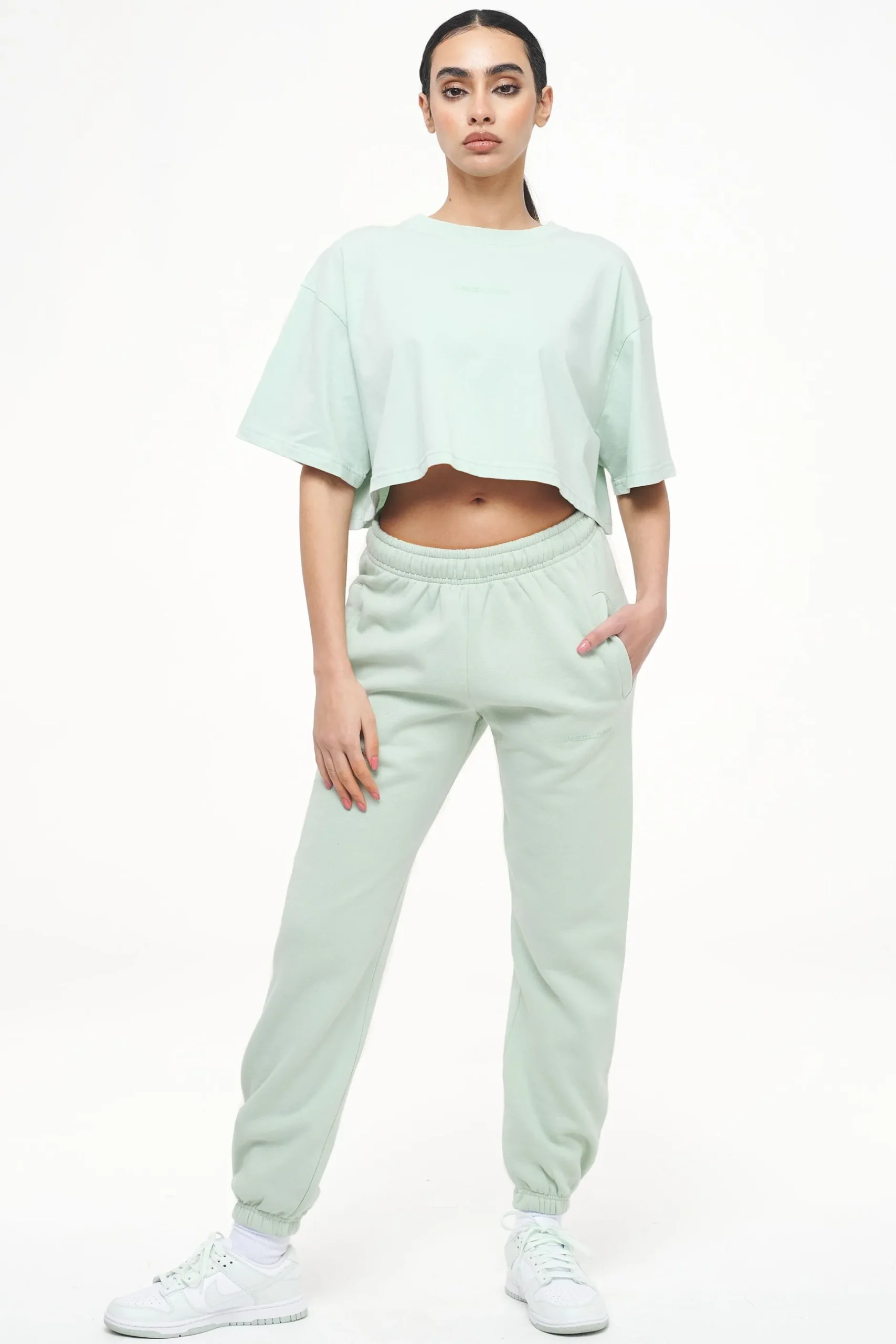 Pegador Pants|Grace High Waisted Sweat Pants Vintage Washed Milky Green Gum