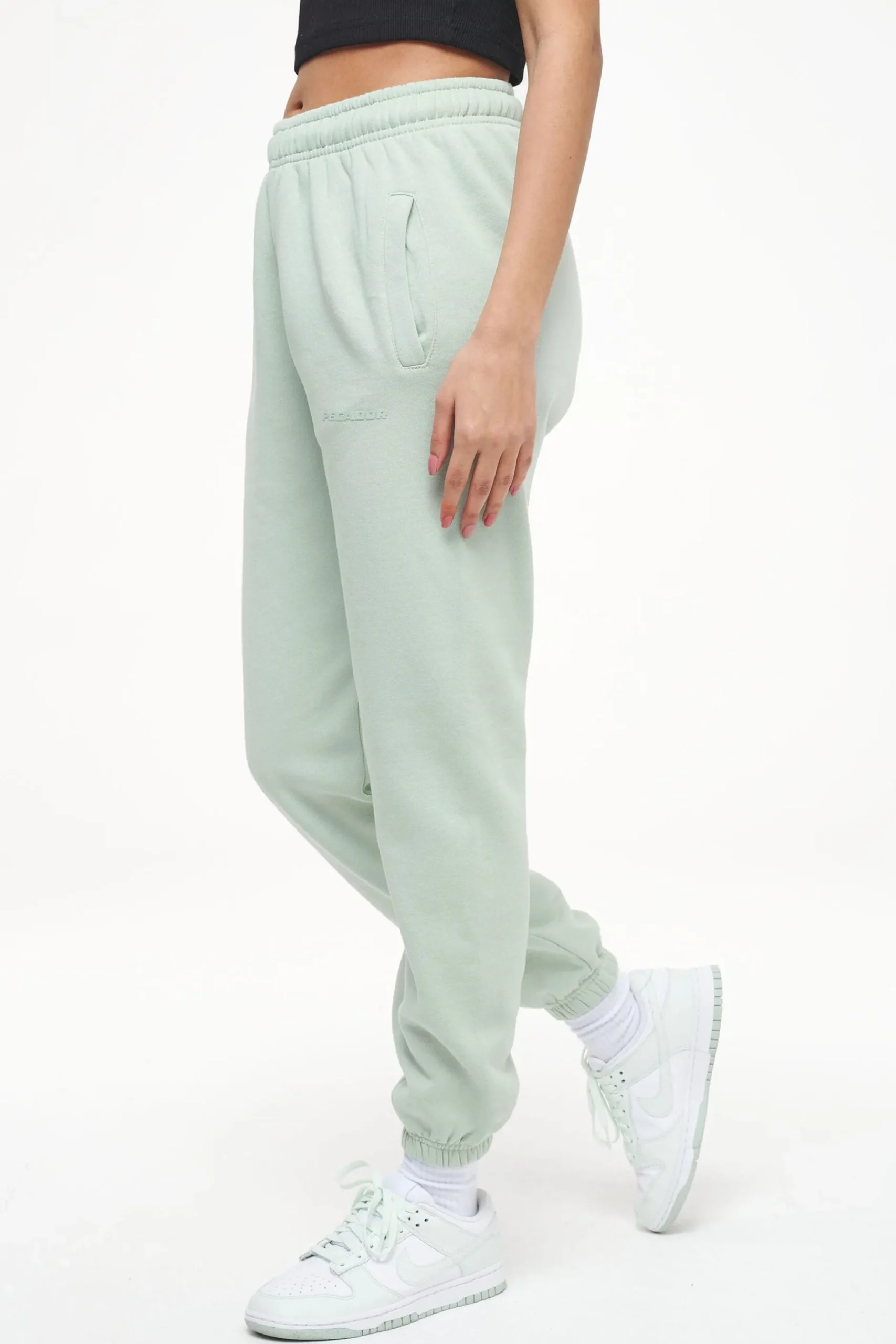 Pegador Pants|Grace High Waisted Sweat Pants Vintage Washed Milky Green Gum