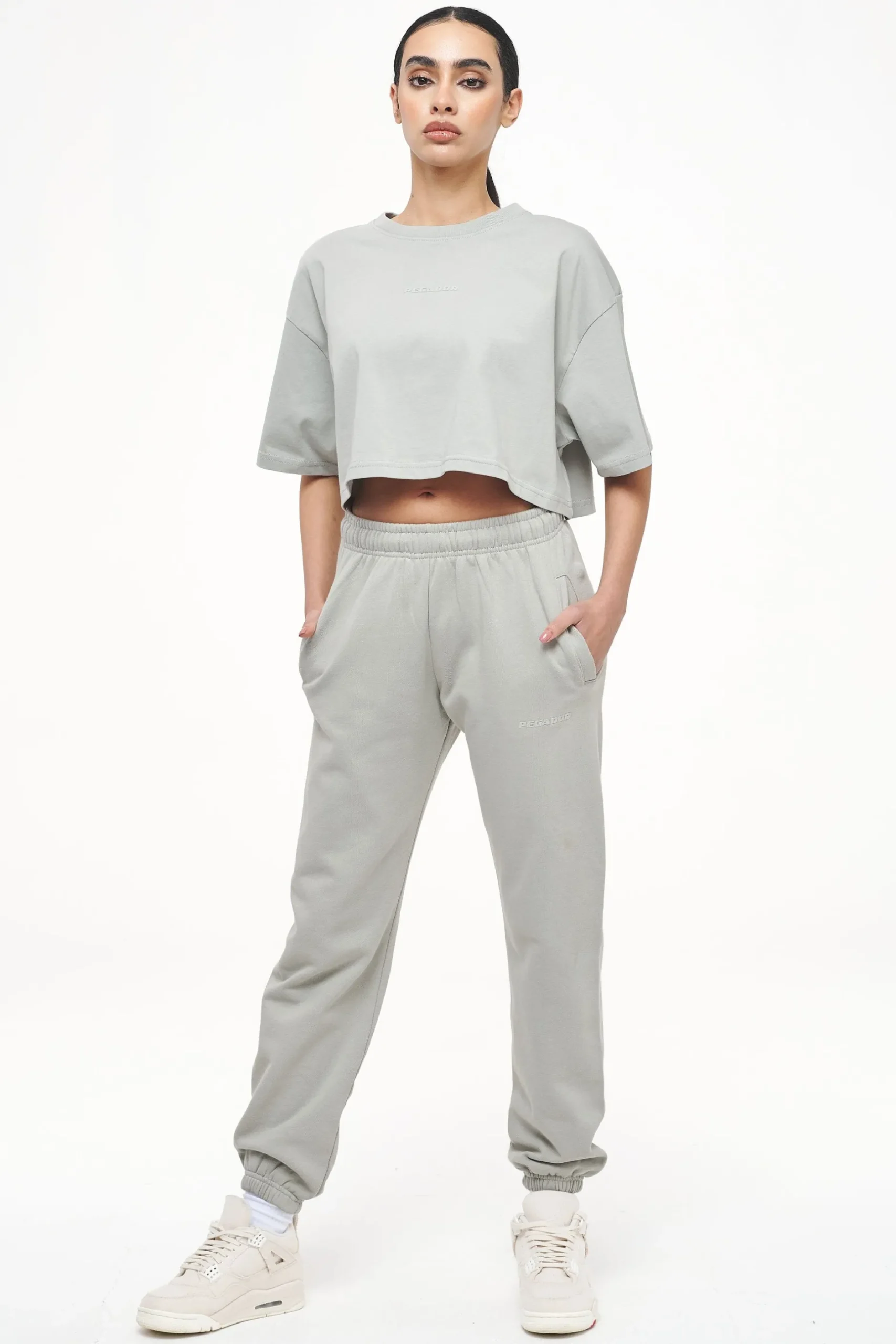 Pegador Pants|Grace High Waisted Sweat Pants Vintage Washed Quiet Gray