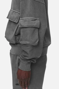 Pegador Hoodies|Harvey Terry Cargo Boxy Hoodie Vintage Grey